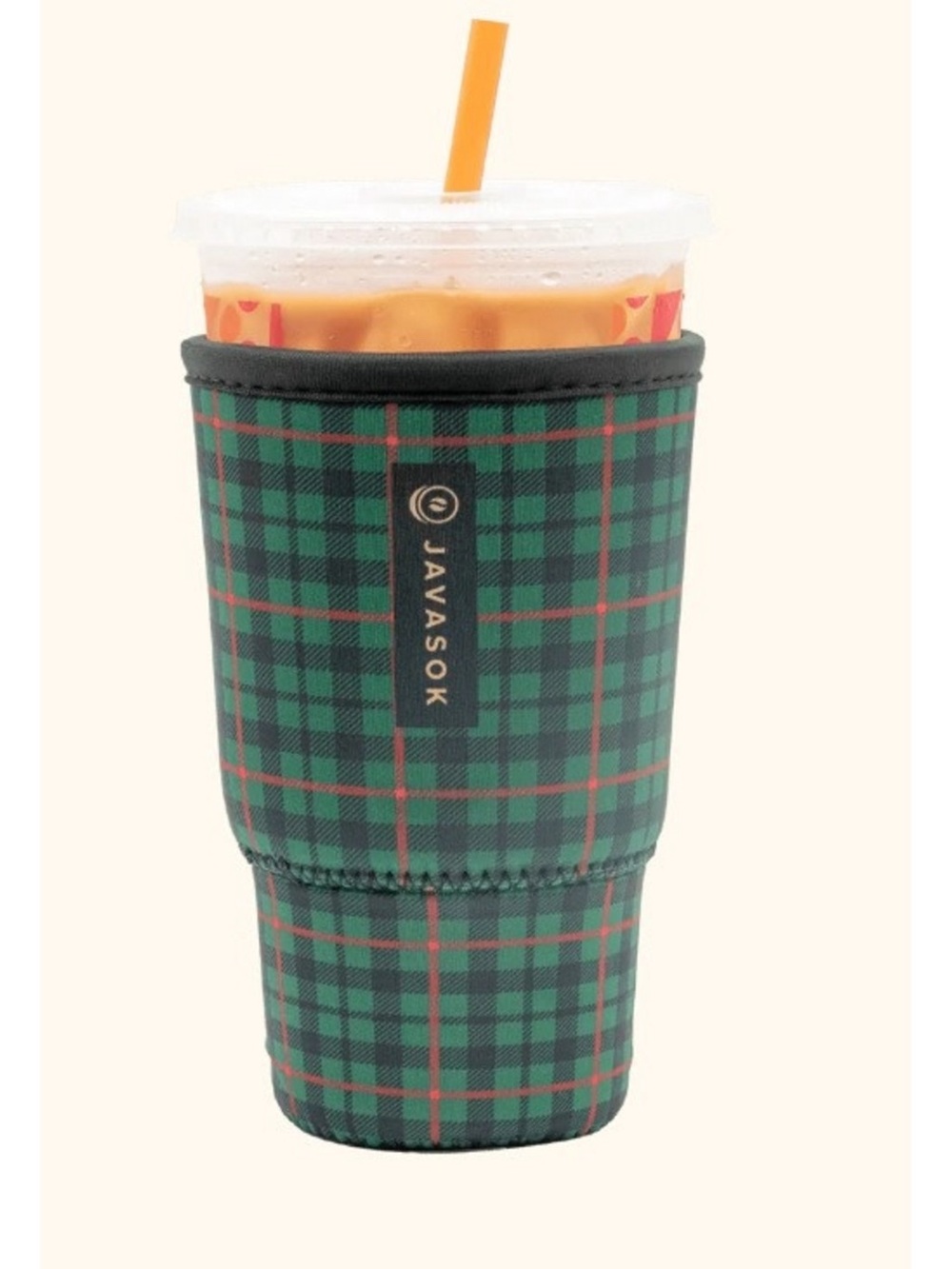 JAVASOK Green Plaid Insulated Cold Cup Sleeve/Koozie, Small